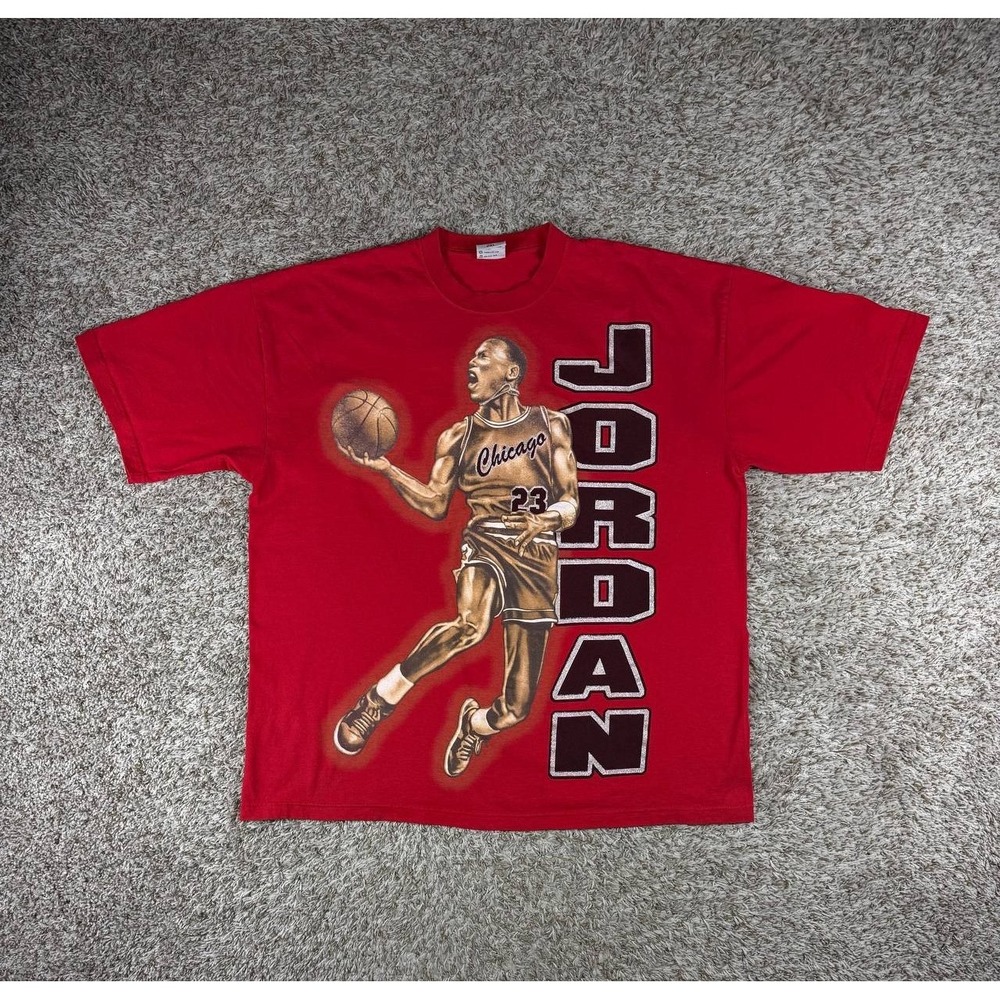 Vintage Ocean Bay Artwear Michael Jordan Chicago 23 Graphic T-Shirt 2XL Red